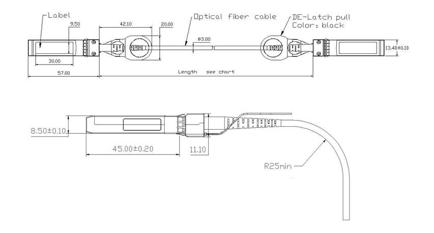 SFP+ AOC drawing